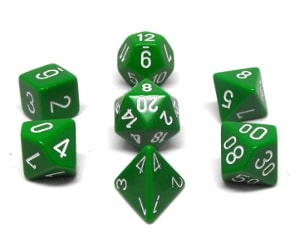 CHX25405 GREEN/WHITE OPAQUE 7PC POLYHEDRAL DICE SET image 0
